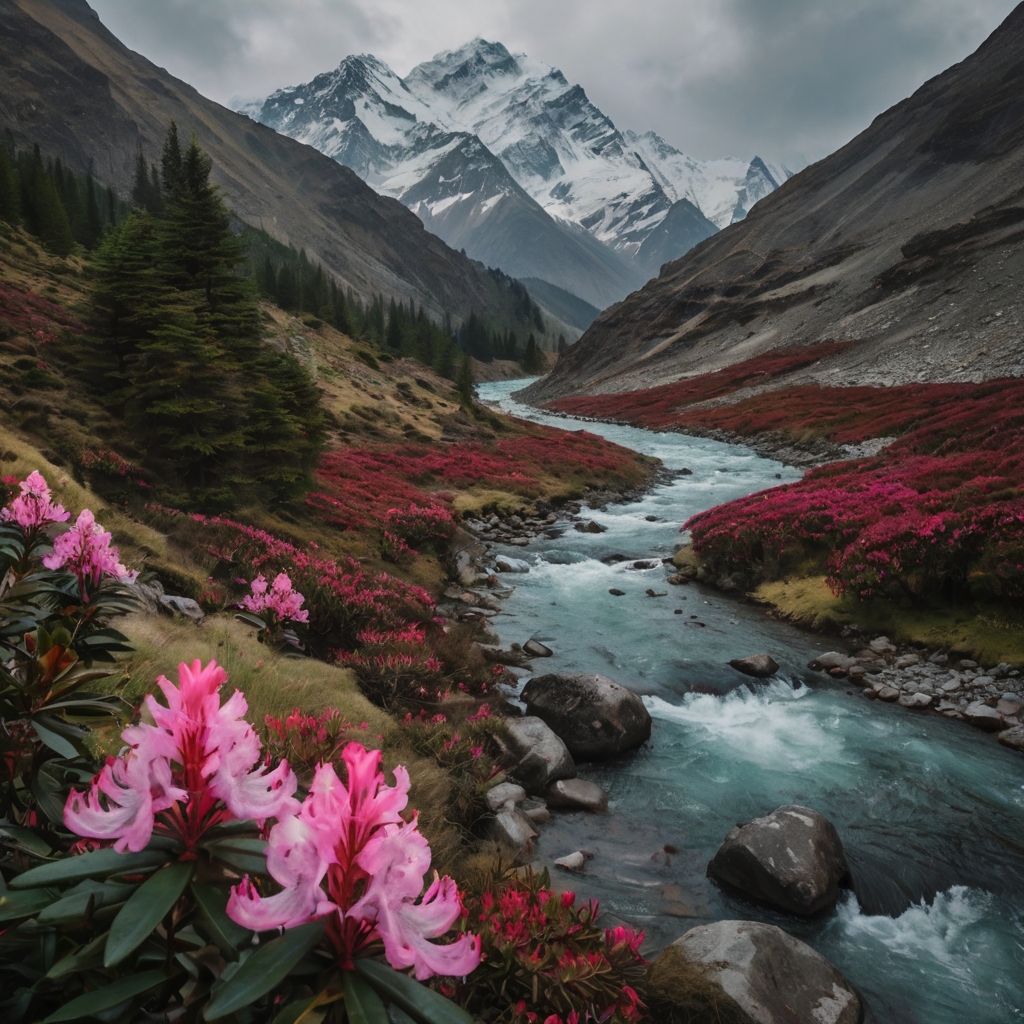 rhododendrons are in full-blown explosion mode.everest-base-camp-trek-real-photo

