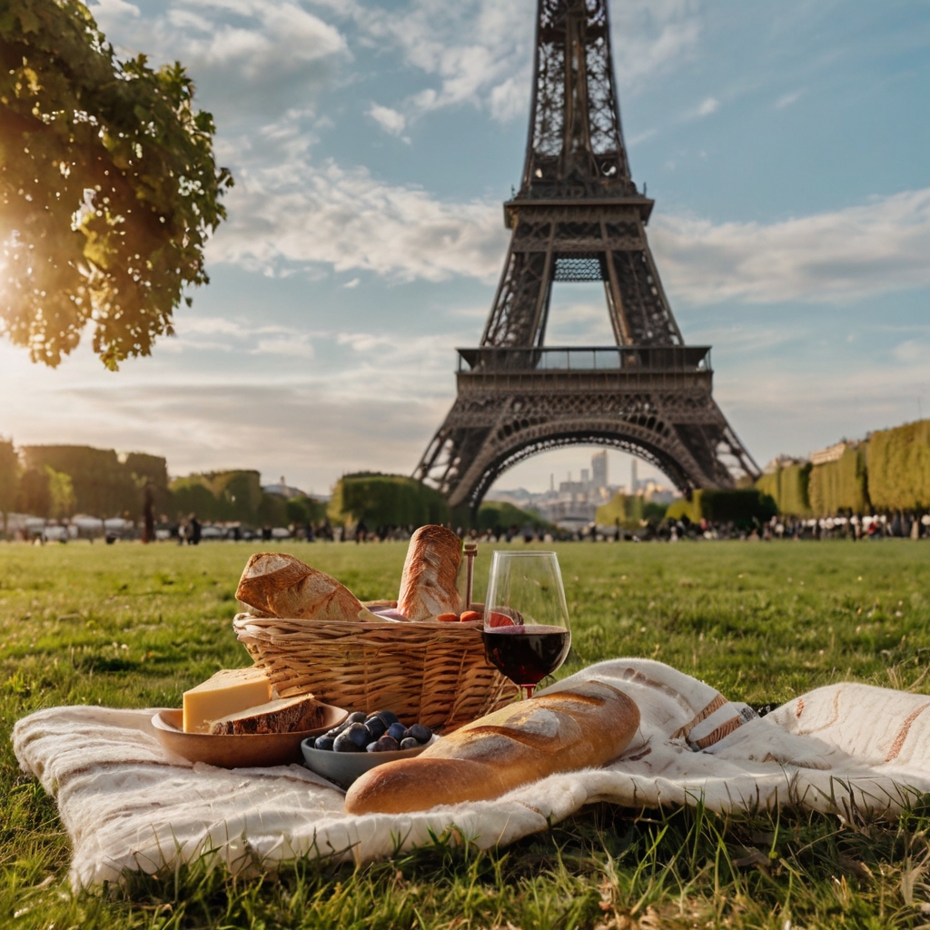 "Picnic at Champ de Mars with Eiffel Tower in background" loading="lazy"